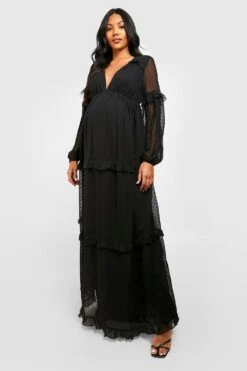 Umstandsmode Mesh-Maxikleid Mit Rüschen -Stil Formen Verkäufe gzz37830 black xl 2