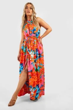 Plus Florales Neckholder-Maxikleid 8 Plus Florales Neckholder-Maxikleid -Stil Formen Verkäufe gzz37978 orange xl 2