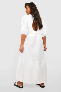 Plus Rückenfreies Smokkleid Mit Puffärmeln -Stil Formen Verkäufe gzz38044 white xl 1