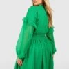 Plus Geschnürtes Rüschen-Skaterkleid Aus Mesh -Stil Formen Verkäufe gzz38080 green xl 1