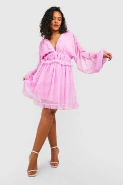 Plus Mesh-Smokkleid Mit Rüschen -Stil Formen Verkäufe gzz38081 lilac xl 2