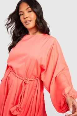 Plus Smokkleid Mit Bindegürtel -Stil Formen Verkäufe gzz38087 coral xl 3