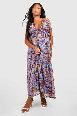 Plus Florales Mesh-Maxikleid Mit Rüschen 8 Plus Florales Mesh-Maxikleid Mit Rüschen -Stil Formen Verkäufe gzz38403 blue xl 2