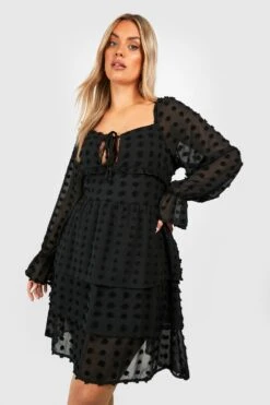 Plus Gestuftes Smok-Minikleid Aus Mesh -Stil Formen Verkäufe gzz38425 black xl 2