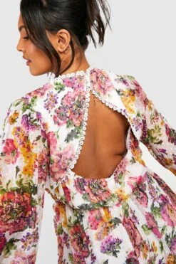 Plus Florales Mesh-Skaterkleid Mit Spitzen-Detail -Stil Formen Verkäufe gzz38558 ivory xl 3