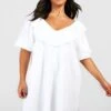Plus Strukturiertes Rüschen-Hemdkleid -Stil Formen Verkäufe gzz38566 white xl