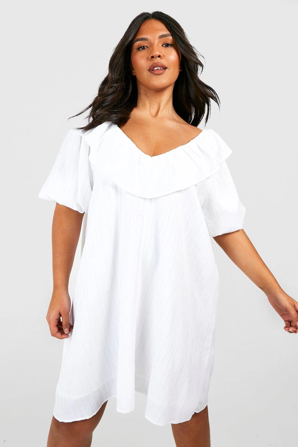 Plus Strukturiertes Rüschen-Hemdkleid 3 Plus Strukturiertes Rüschen-Hemdkleid