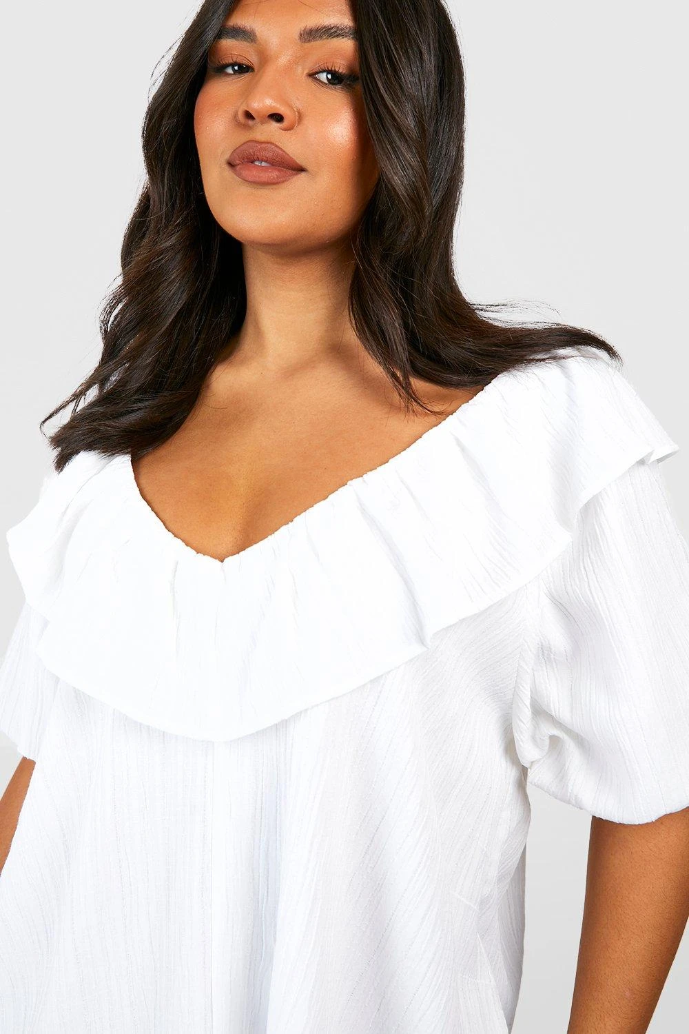 Plus Strukturiertes Rüschen-Hemdkleid 6 Plus Strukturiertes Rüschen-Hemdkleid – Bild 4