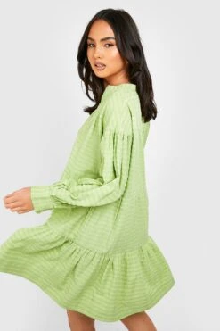 Strukturiertes Smok-Minikleid -Stil Formen Verkäufe gzz38585 pistachio xl 1