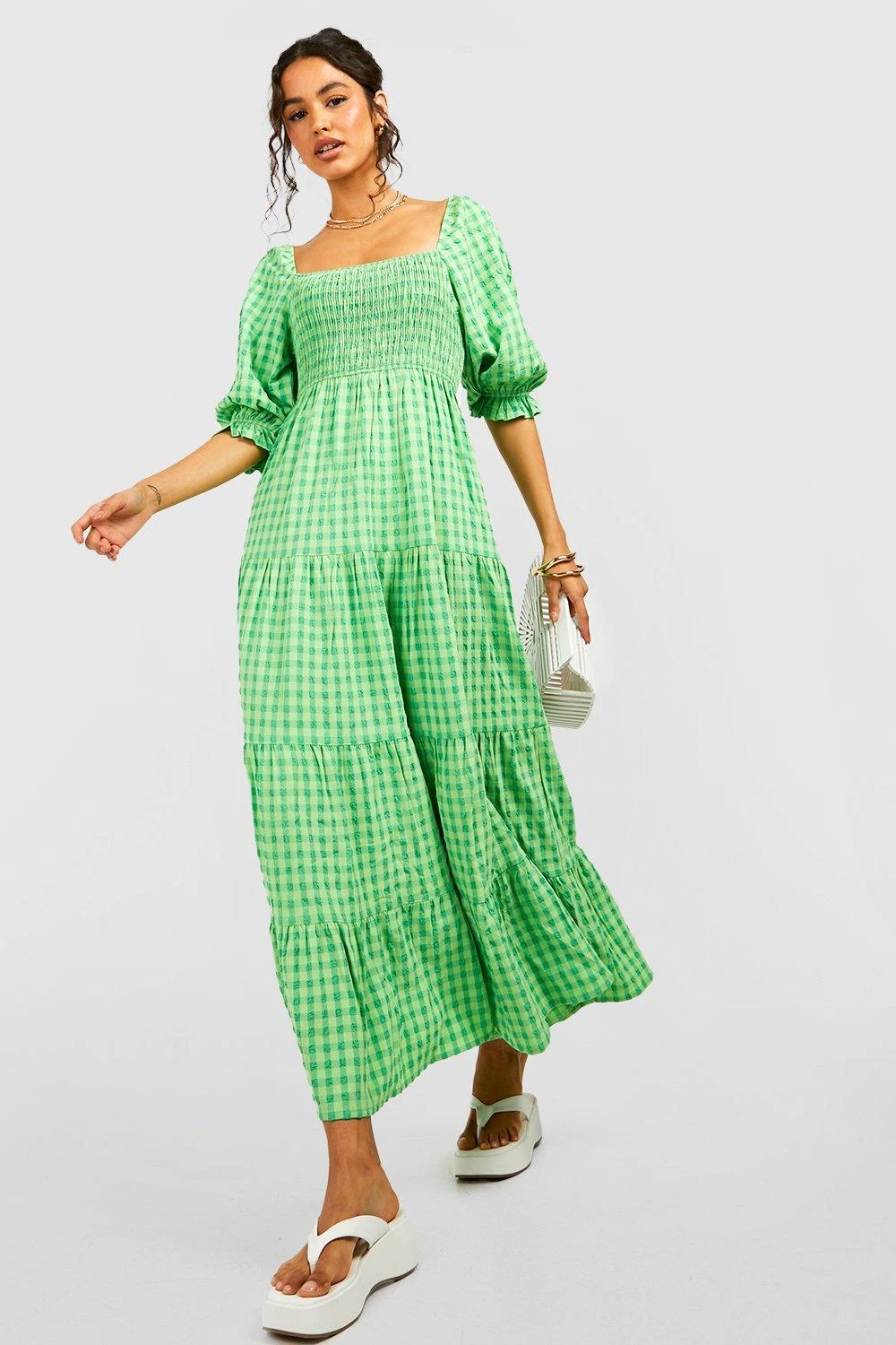 Midikleid Mit Gingham-Print 3 Midikleid Mit Gingham-Print