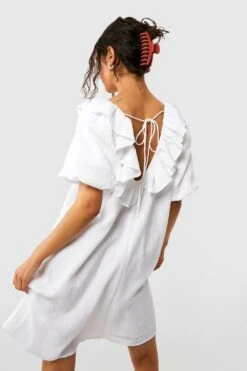 Strukturiertes Rüschen-Kleid -Stil Formen Verkäufe gzz38591 white xl 1