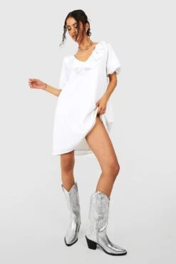 Strukturiertes Rüschen-Kleid -Stil Formen Verkäufe gzz38591 white xl 2