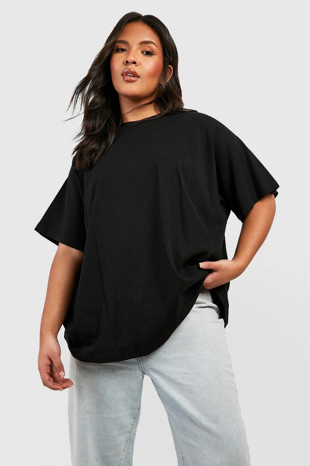 Plus Super Oversize Basic Rundhals T-Shirt Aus Baumwolle 3 Plus Super Oversize Basic Rundhals T-Shirt Aus Baumwolle