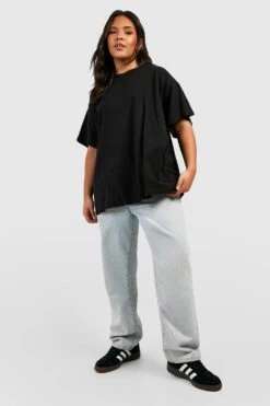 Plus Super Oversize Basic Rundhals T-Shirt Aus Baumwolle 8 Plus Super Oversize Basic Rundhals T-Shirt Aus Baumwolle -Stil Formen Verkäufe gzz38718 black xl 2