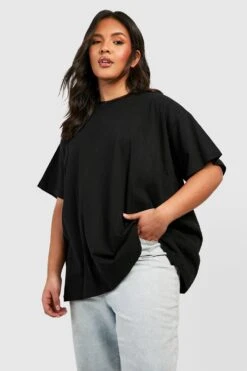 Plus Super Oversize Basic Rundhals T-Shirt Aus Baumwolle 9 Plus Super Oversize Basic Rundhals T-Shirt Aus Baumwolle -Stil Formen Verkäufe gzz38718 black xl 3