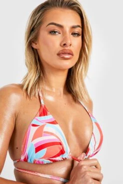 Triangle-Bikini Mit Abstraktem Print Und Geschnürter Taille -Stil Formen Verkäufe gzz38778 multi xl 2