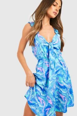 Skaterkleid Mit Marmor-Print Und Schnür-Detail 9 Skaterkleid Mit Marmor-Print Und Schnür-Detail -Stil Formen Verkäufe gzz38814 blue xl 3