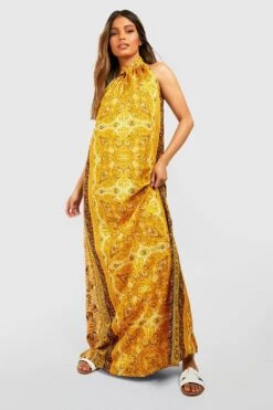 Neckholder-Maxikleid Mit Print