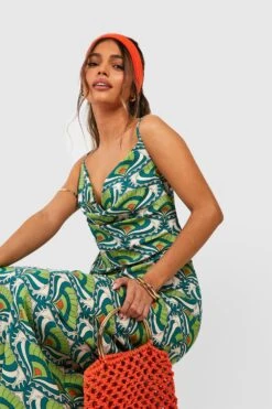 Maxikleid Mit Abstraktem Print