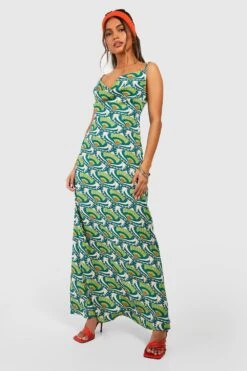 Maxikleid Mit Abstraktem Print -Stil Formen Verkäufe gzz38837 green xl 2
