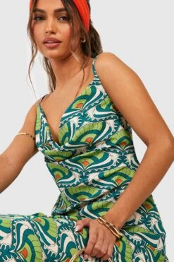 Maxikleid Mit Abstraktem Print -Stil Formen Verkäufe gzz38837 green xl 3