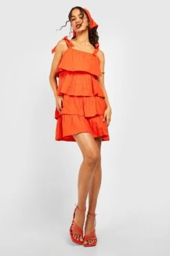Gestuftes Minikleid -Stil Formen Verkäufe gzz38868 orange xl 2
