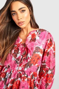 Florales Chiffon-Maxikleid Mit Rüschen -Stil Formen Verkäufe gzz39007 pink xl 3