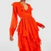 Rüschen-Midikleid -Stil Formen Verkäufe gzz39016 orange xl