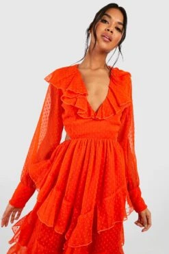Rüschen-Midikleid -Stil Formen Verkäufe gzz39016 orange xl 3