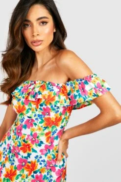 Schulterfreies Florales Rüschen-Midikleid 9 Schulterfreies Florales Rüschen-Midikleid -Stil Formen Verkäufe gzz39020 green xl 3