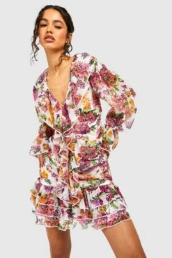 Cut-Out Rüschen-Minikleid -Stil Formen Verkäufe gzz39061 cream xl 3