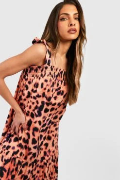 Gestuftes Leopardenprint Maxikleid Mit Schnür-Detail -Stil Formen Verkäufe gzz39074 black xl 2