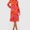 Oversize Hemd-Midikleid Mit Floralem Print