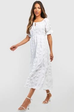 Strukturiertes Midikleid Mit Schnür-Detail -Stil Formen Verkäufe gzz39125 white xl 2