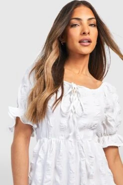 Strukturiertes Midikleid Mit Schnür-Detail -Stil Formen Verkäufe gzz39125 white xl 3