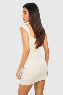 Rippstrick Minikleid Mit Kurzen Ärmeln -Stil Formen Verkäufe gzz39362 stone xl 1