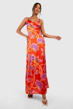 Florales Satin Slip-Maxikleid -Stil Formen Verkäufe gzz39653 pink xl 2