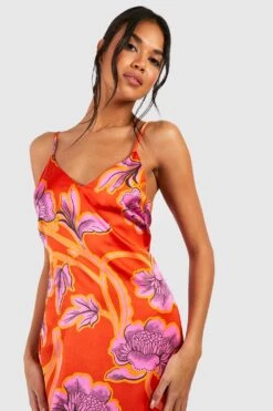 Florales Satin Slip-Maxikleid -Stil Formen Verkäufe gzz39653 pink xl 3