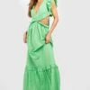 Cut-Out Rüschen-Maxikleid Aus Leinen -Stil Formen Verkäufe gzz39667 apple20green xl