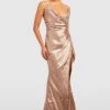 Gerafftes Satin-Maxikleid Mit Wasserfallausschnitt 1 Gerafftes Satin-Maxikleid Mit Wasserfallausschnitt -Stil Formen Verkäufe gzz39717 champagne xl