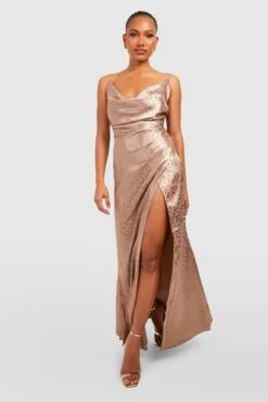 Gerafftes Satin-Maxikleid Mit Wasserfallausschnitt -Stil Formen Verkäufe gzz39717 champagne xl 2