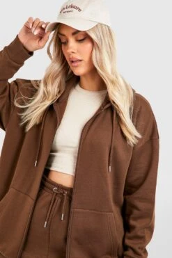 Plus Basic Oversize Hoodie Mit Reißverschluss