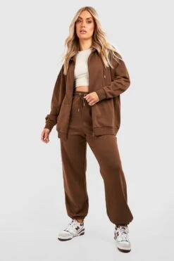 Plus Basic Oversize Hoodie Mit Reißverschluss -Stil Formen Verkäufe gzz39759 chocolate xl 2
