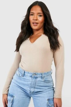 Plus Basic Body Aus Baumwolle Mit Ausschnitt