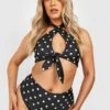 Plus Wendbares Gepunktetes Bikinioberteil Mit Schnür-Detail -Stil Formen Verkäufe gzz40072 black xl