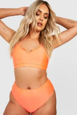 Plus Essentials Bikinihose Mit Hohem Bund -Stil Formen Verkäufe gzz40075 coral xl 2