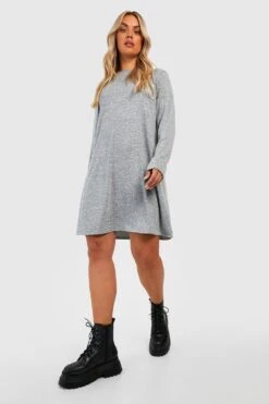 Plus Gestricktes Smokkleid -Stil Formen Verkäufe gzz40153 grey xl 2