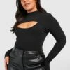 Plus Weiches Geripptes Hochgeschlossenes Oberteil Mit Cut-Out 2 Plus Weiches Geripptes Hochgeschlossenes Oberteil Mit Cut-Out -Stil Formen Verkäufe gzz40800 black xl