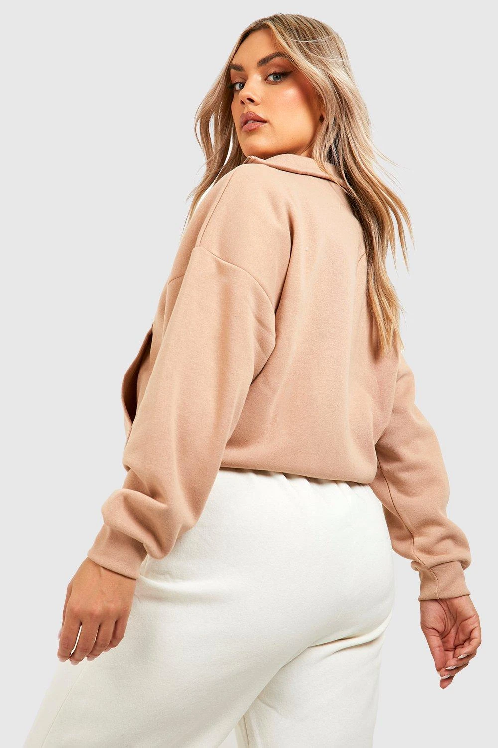 Plus Sweatshirt Mit Doppelten Tasche Und Halbem Reißverschluss 4 Plus Sweatshirt Mit Doppelten Tasche Und Halbem Reißverschluss – Bild 2