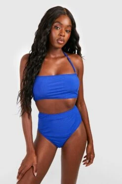 Gerippte Bikinihose Mit Hohem Bund -Stil Formen Verkäufe gzz41139 cobalt xl 2